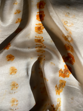 Load image into Gallery viewer, Plant Dyed Silk Scarf - Black Walnut &amp; Coreopsis Flower
