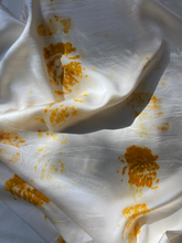 Load image into Gallery viewer, Plant Dyed Silk Pillowcase - Pine &amp; Marigold Flower
